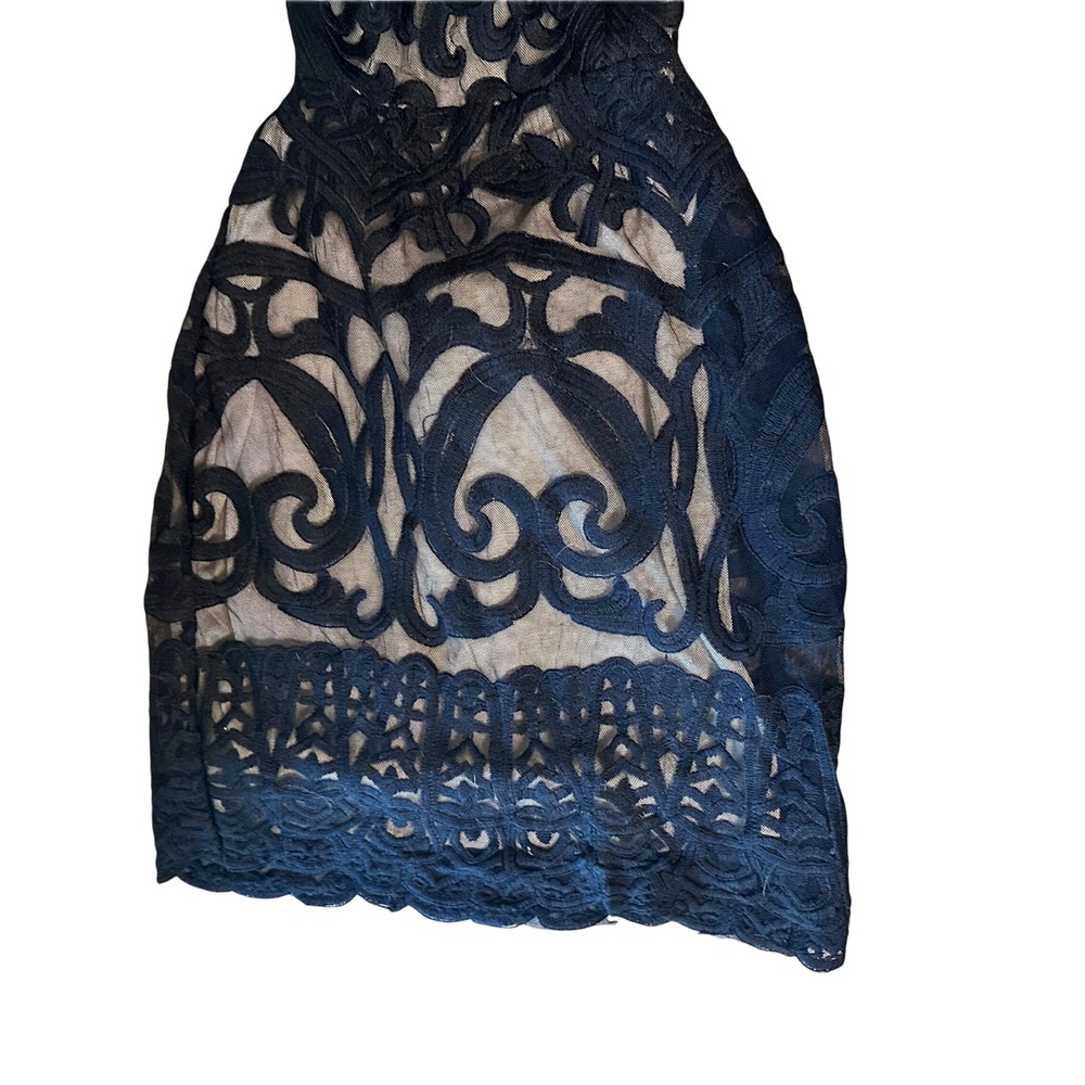 Fashion Nova Black Lace Halter Mini Dress Open Back Nude Lining XS BCD35994 - Picture 2 of 7